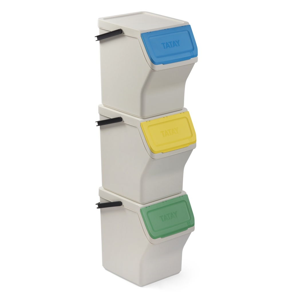 [1105701] EASY WASTE - SET 3 CUBOS RECICLAJE MODULAR 20L BLANCO