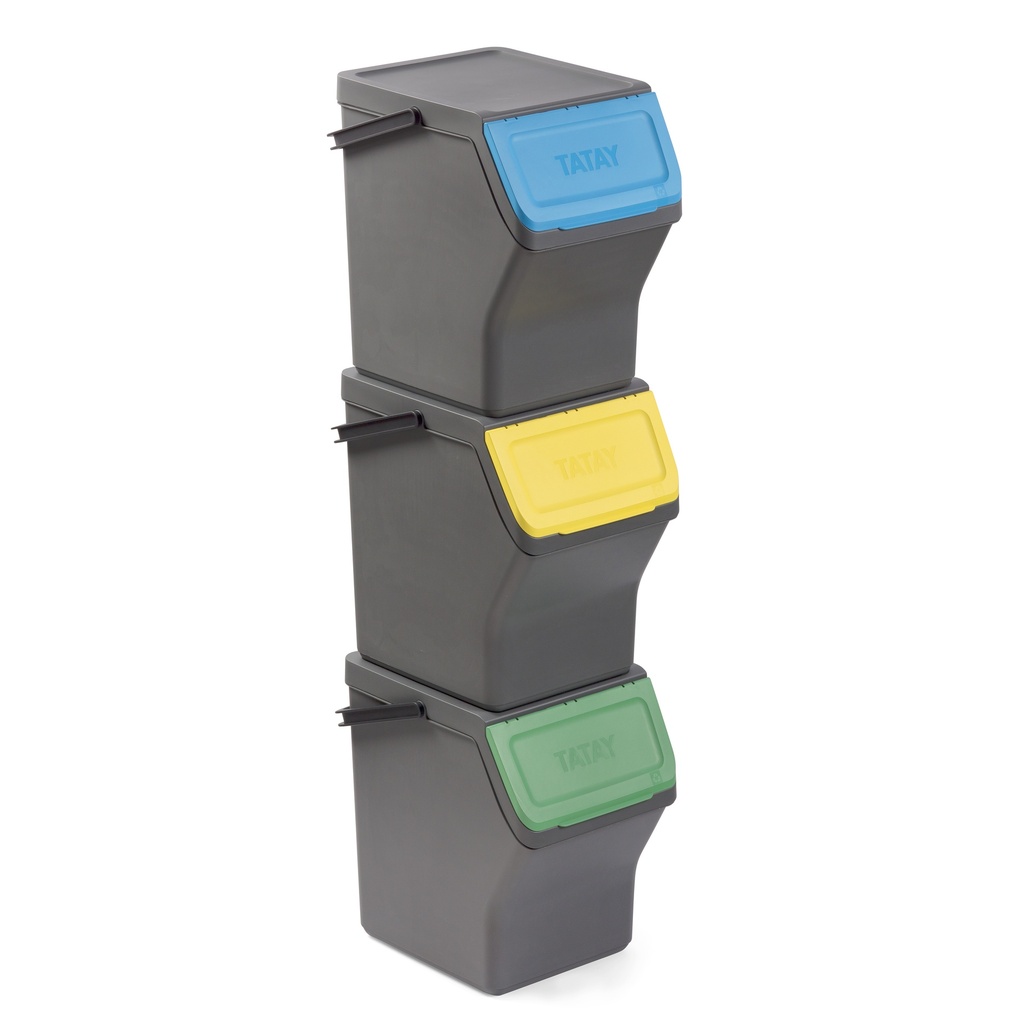[1105714] EASY WASTE - SET 3 CUBOS RECICLAJE MODULAR 20L GRIS ANTRACITA