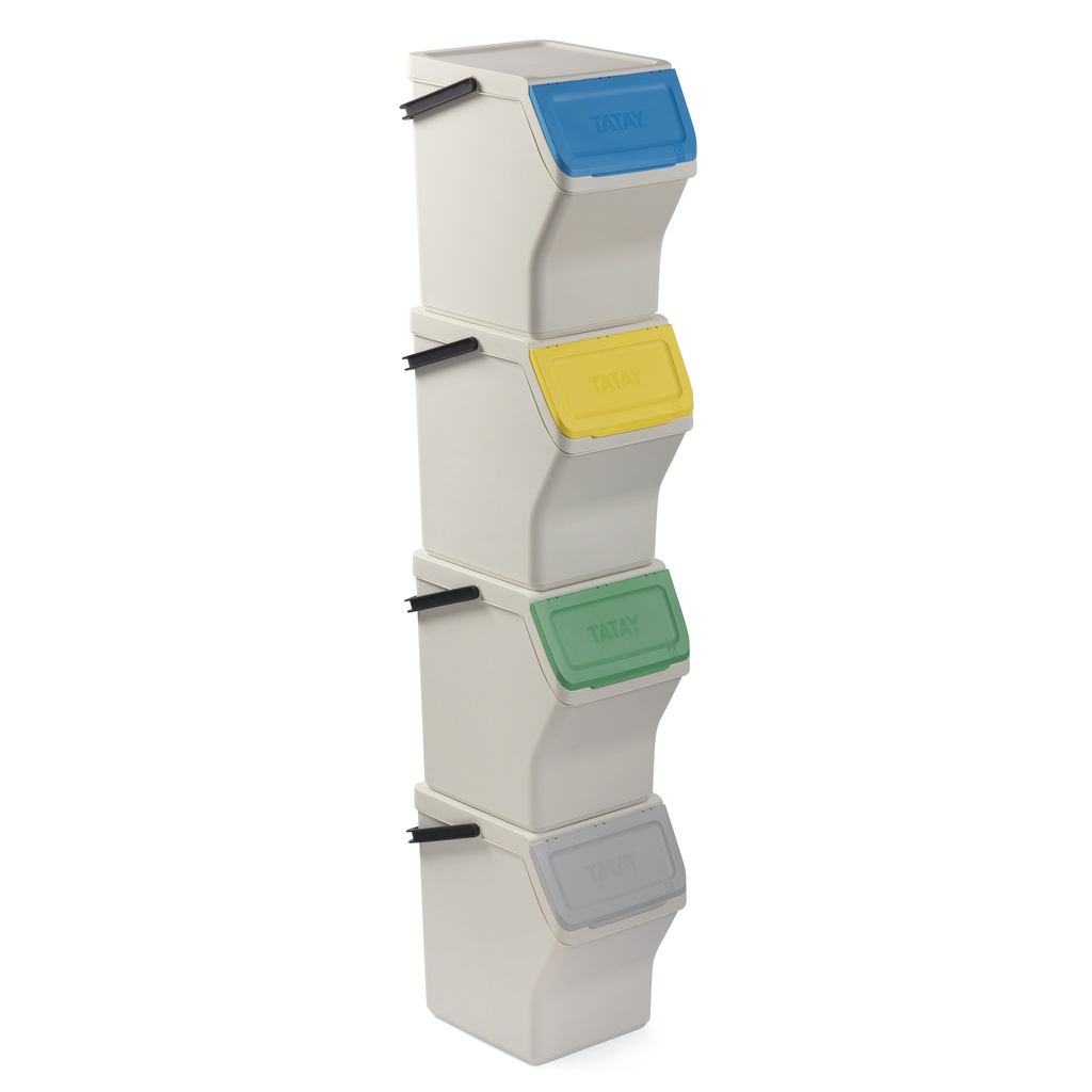 [1105801] EASY WASTE -SET 4 CUBOS RECICLAJE MODULAR 20L BLANCO