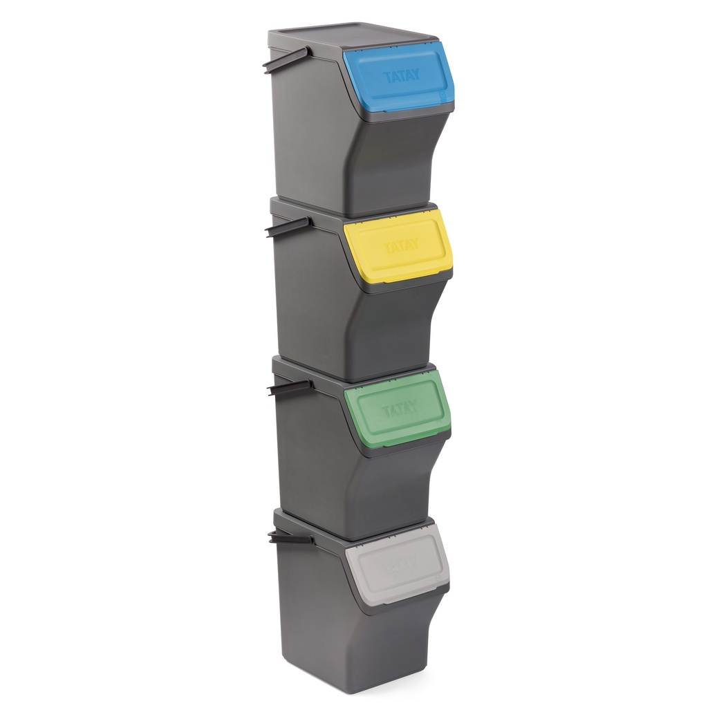 [1105814] EASY WASTE -SET 4 CUBOS RECICLAJE MODULAR 20L GRIS ANTRACITA