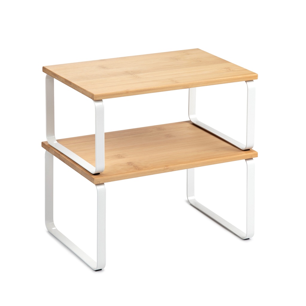 [1202000] SET 2 ESTANTERIA MODULAR BLANCO Y COLOR MADERA