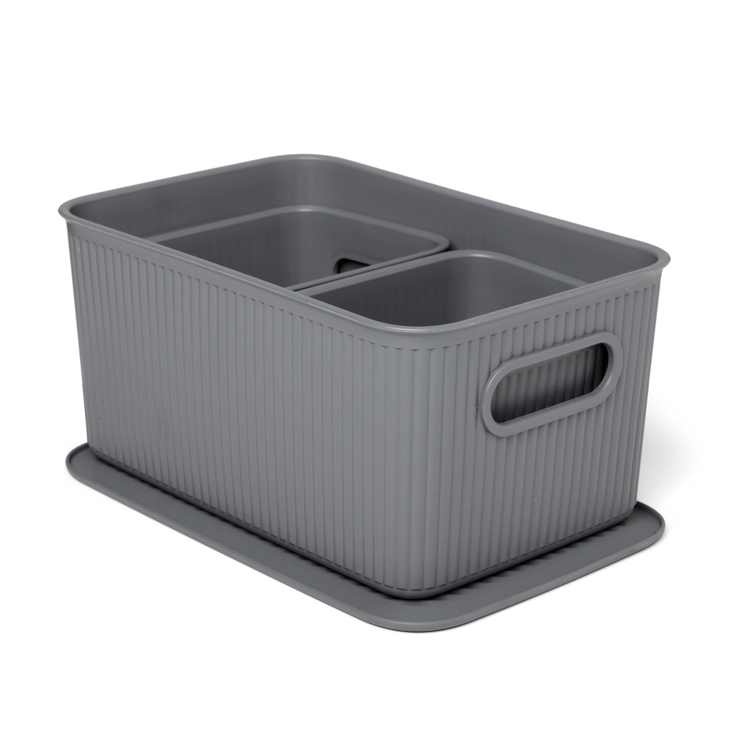 [7010814] SET 3 CESTAS 5L +2X1,5L + TAPA BAOBAB GRIS ANTRACITA