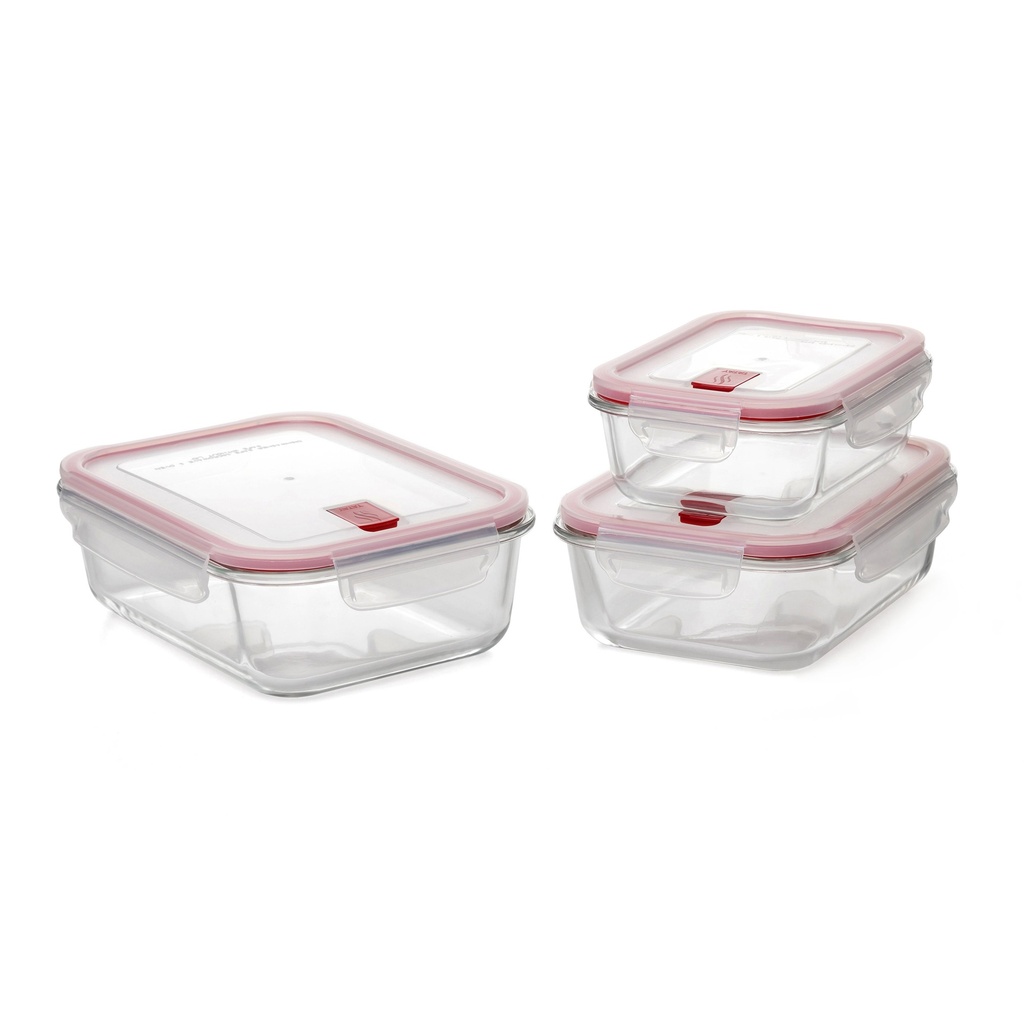 [1182509] SET 3 HERM.COOK&EAT 1,5L-1,1L-0,64L ROJO