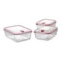 SET 3 HERM.COOK&EAT 1,5L-1,1L-0,64L ROJO